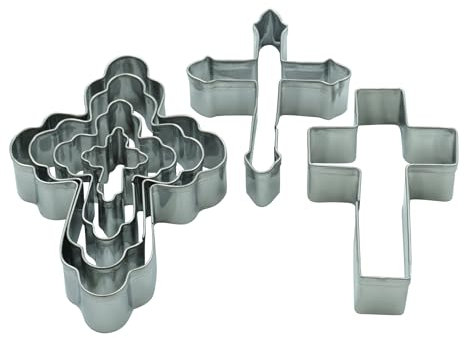 BekkiB - 998495 Lot de 6 emporte-pièces en forme de croix en acier inoxydable - Passent au lave-vaisselle - Parfaits pour les biscuits et la décoration de gâteaux
