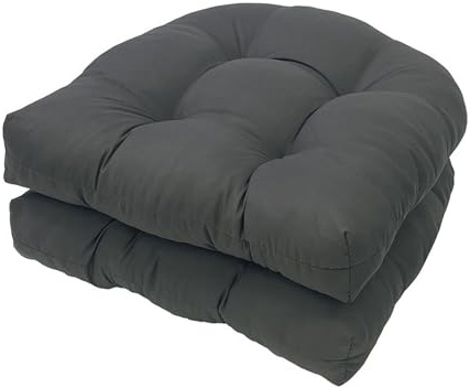 DRXRD Coussins de Chaise de Jardin 48 x 48 cm Lot de 2 Coussins d’Assise Extérieurs en U pour Fauteuils en Rotin, Tapis Épais pour Canapés d’Extérieur et d’Intérieur(Dark Gray,Regular(48x48))