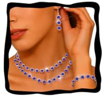 Fashband Crystal Bridal Wedding Jewelry Set Sparkly Rhinestone Bracelet Earrings Prom Jewelry Accessories for Women (Blue)
