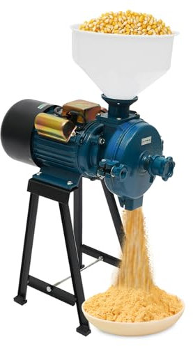 Mulino elettrico per cereali, macinaspezie 2200 W, 1400 rpm, con imbuto, macchina in polvere con spessore regolabile, macinino per cereali ad alte prestazioni