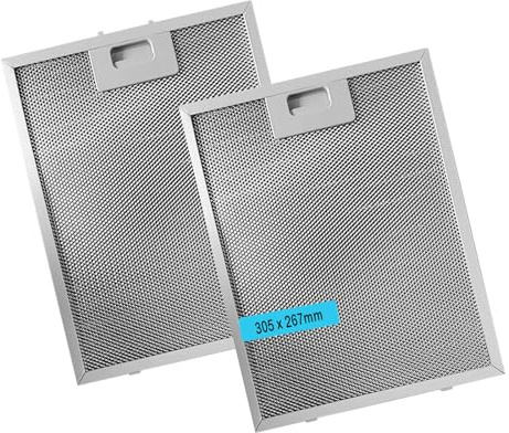 2 filtri per cappa aspirante in alluminio, 267 x 305 mm, 5 strati, universali, per molte cappe di gamma leader (267 x 305 mm)