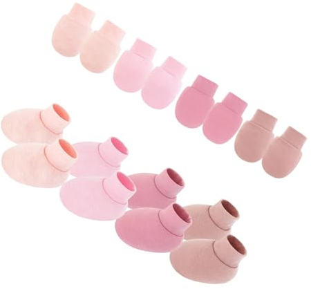 Psdndeww Lot de 4 moufles et chaussettes pour bébé - Ajustement de la respiration - Gants anti-rayures - Confortable à porter - Pour nouveau-né - Protection des mains et des pieds, Set 2, Taille