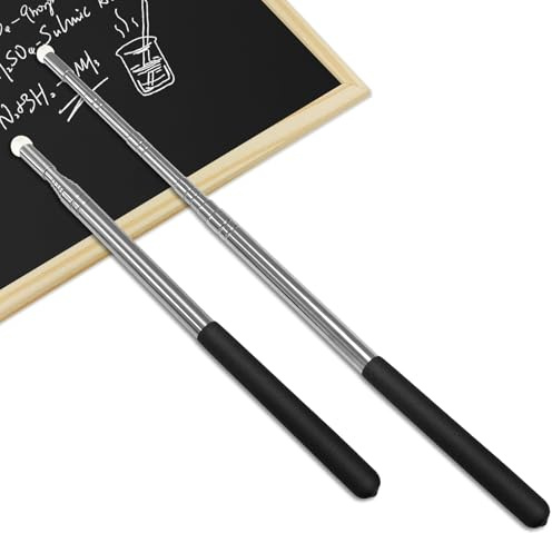 Mirriverse 2 Unidades Puntero Telescópico Extensible 120CM de Acero Inoxidable, Varilla Señaladora para Profesores, Presentaciones y Aula con Mango Antideslizante (Negro)