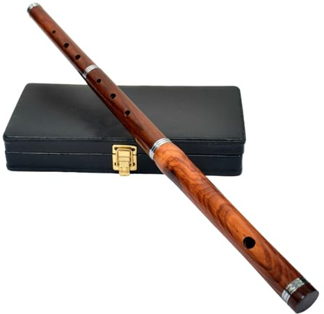 Flauta profesional irlandesa en D afinable, acabado natural de 23 pulgadas, diseño de 3 piezas con funda rígida negra, flauta de madera irlandesa tradicional para principiantes y profesionales