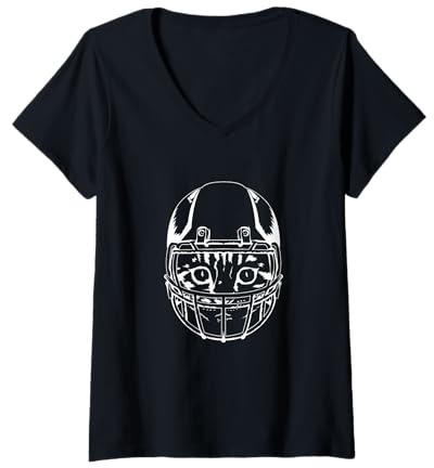 Donna Gatto Calcio con Casco Maglietta con Collo a V