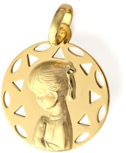 Inmaculada Romero IR Virgen Niña Medalla de Primera Comunión en Plata Ley 925m chapada oro con 18mm. calada