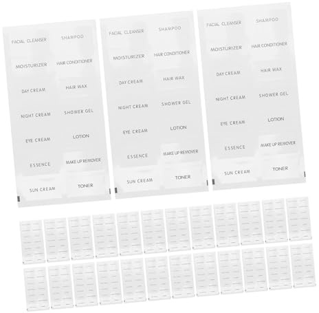 NUSITOU 20 Ark PVC Flasketiketter för Resor Självhäftande Schampo Badrumsetiketter Transparenta Klistermärken för Glasflaskor Praktiska och Hållbara Märkningsetiketter för Kosmetika och