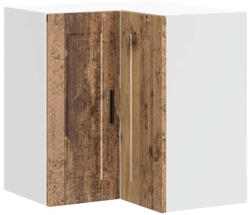 Qnhdfrt Porto - Armario de esquina colgante para cocina, 57 x 57 x 60 cm, estante de pared de madera envejecida, armario de esquina que ahorra espacio para la cocina, montaje en pared, resistente