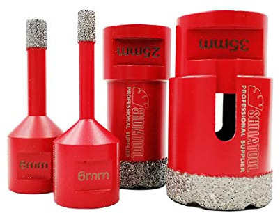 SHDIATOOL Trockene Diamant-bohrkronen Set Vakuumgelötete Bohrungen Porzellan Fliesen Granit Marmor (Durchmesser 6/8/25/35mm)