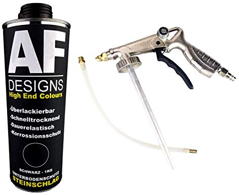 Alex Flittner Designs Protezione contro i sassi/sottoscocca nera 1 kg verniciabile + protezione sottoscocca pistola per cavità | pistola antiruggine | pistola a spruzzo