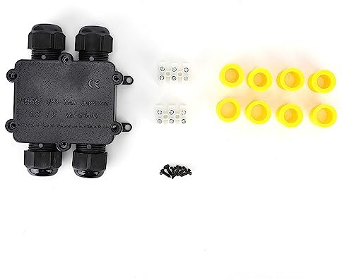 Fafeicy IP68 Plastic Waterproof Junction Box 4-Way Electrical Junction Box for 4-14mm Diameter Cable