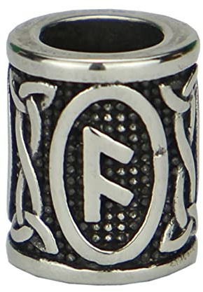 Gold77 EDELSTAHL Wikinger Runen Beads Bartperlen Dreadlocks - 6mm - Großlochperle Viking Nordisch Futhark Alphabet 24 verschiedene Buchstaben, Runen:Othila - 0