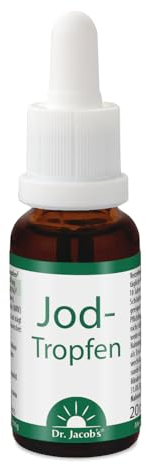 Dr. Jacob's Jod-Tropfen I 20 ml, 360 Tropfen à 150 µg I Lebenswichtiges Spurenelement I Für Energiestoffwechsel & Schilddrüse¹ I Für Denkvermögen & Nervensystem² I Einfach dosierbar
