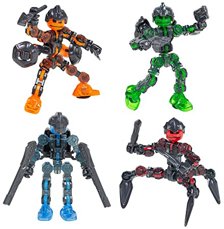 Zing Klikbot, Complete Set of 4 Poseable Action Figures with Weapons, Translucent, Create Stop Motion Animation, for Ages 6 and Up (Series 3 Guardians)