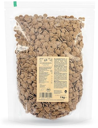 KoRo - Bio weiße Drops mit Kokosblütenzucker 1 kg - Karamellig-süßer Geschmack - Vegan - Farbliches Highlight in jedem Gebäck