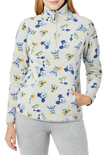 Amazon Essentials Disney | Marvel | Star Wars | Princess Damen Polar-Fleece-Mockjacken mit Viertelreißverschluss, Mickey und Freunde, XXL