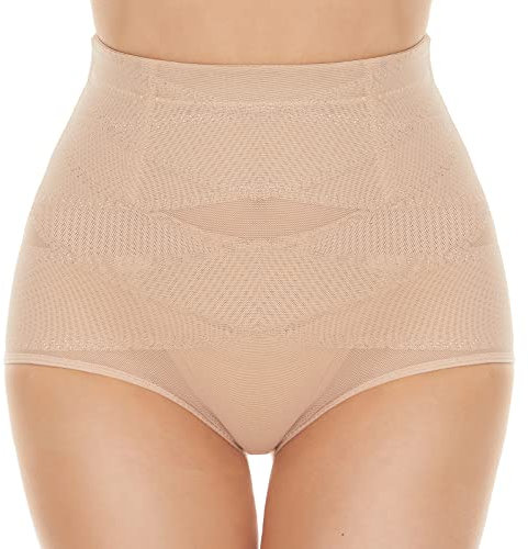 SIMIYA Damen Shapewear Unterhose Bauchweg Miederhose hoher Taille Unterwäsche Bauchkontrolle Miederpant weicher und bequemer Body Shaper für Frauen (Beige, S)