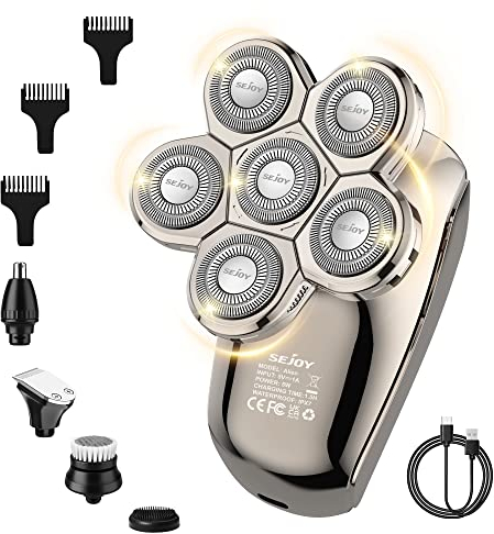 Glatzen Rasierer Herren Elektrisch, 5 in 1 Kopfrasierer für Glatze Glatzen Rasierer Herren für 0,0 mm Elektrorasierer Nass und Trockenrasierer Wiederaufladbarer Haarschneidemaschine für Glatze