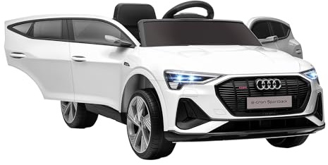 HOMCOM Audi E-tron Licensed 12V Kids Electric Ride on, Electric Car for Kids, with Parental Remote, Music Lights MP3, Suspension Wheels, for 3-5 Years, White