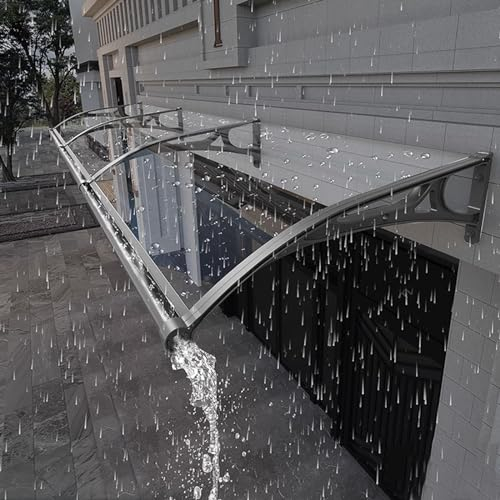 UV-Schutz Vordach Haustür Überdachung,Türdach Pultbogenvordach aus Aluminium und Polycarbonat,Türvordach,Türdach Überdachung,Vordach Haustürvordach Wetterschutz,mit Zubehör (60x130cm/24 x51)