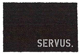 Hallo Heimat SERVUS. Kokos-Fußmatte 60 cm x 40 cm (Schwarz)