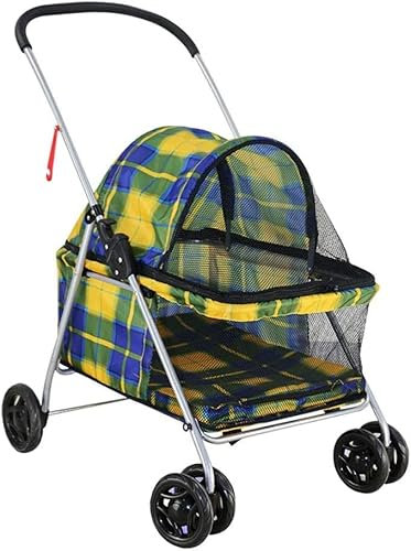 Hundebuggys für kleine Hunde, Hundebuggy, Premium-Katzenbuggy, faltbarer Tragekorb, Spazierwagen, einfaches Zusammenklappen mit einer Hand, viel Platz (rot) (mehrfarbig)