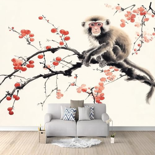 Fotomurales 200 x 140 cm Papel pintado tejido no tejido Decoración de Pared decorativos Murales moderna de Amarillo Diseno Fotográfico Tinta en ramas de ciruelo