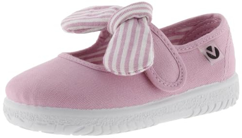 victoria Ballerine Unisex Ojalá Tela & Chiusura A Strappo & Fiocco A Righe 105110 per Bambini Petalo 26