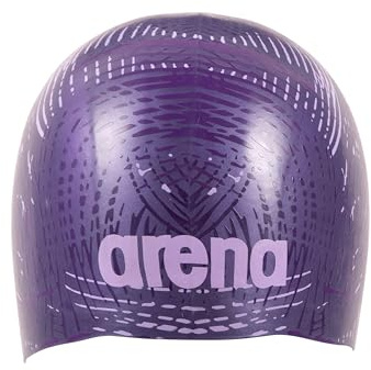 Arena Gorro de natación Unisex de Silicona Moldeada para Adultos para Mujeres y Hombres, natación, Entrenamiento intensivo, Duradero, Suave, elástico, Gorra Plana de baño, Color Ciruela