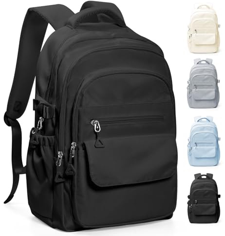 HYC00 School Backpacks for Teenage Girls Boys Casual Daypacks Lightweight School Bags for Girls Secondary High College Bookbag Lightweight Schoolbag Travel Rucksack Work Bag for Women Men,Black