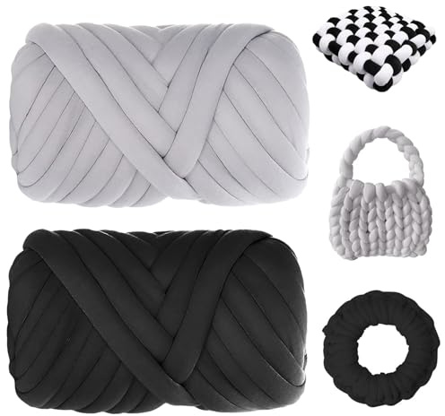 Jiavlyx 2 Stück Dicke Wolle Garn, Armstricken Wolle, 500g/25m Chunky Wolle Zum Handstricken, Dicke Wolle Zum Handstricken, Sperrige Textilgarn Zum Häkeln, Für Anfänger, Decken, Tasche, Handstrickgarn
