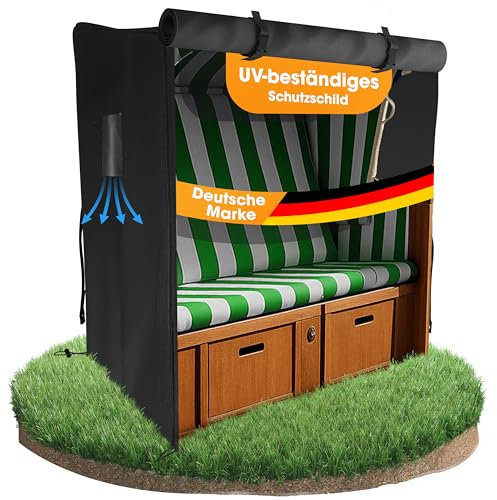 Naturiz Housse de protection pour corbeille de plage de qualité supérieure - Résistante à l'hiver - Résistant aux intempéries - Imperméable - Housse pour chaise de plage avec fenêtres d'aération