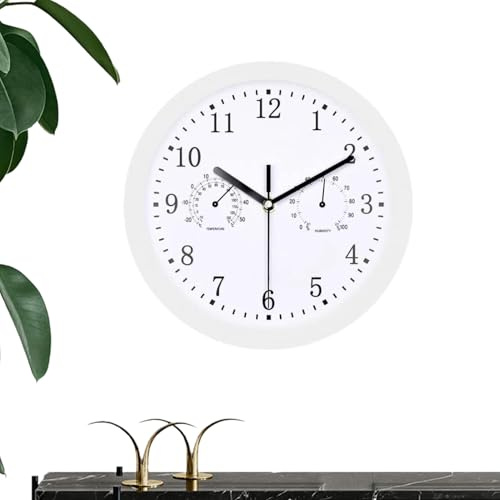 Genérico Relojes De Exterior para Patio | Reloj De Jardín Silencioso con Alarma,Reloj de Pared Retro para Interior y Exterior con Higrómetro - para Jardín, Piscina, Sala de Estar y Más