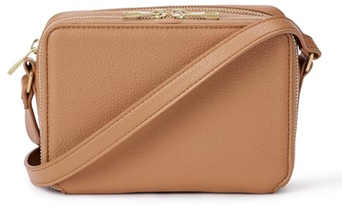 Amazon Essentials Women's Boxy Crossbody Bag, Tan, One Size