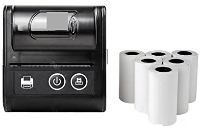 fotoprinter， Mini Bluetooth-fakturaskrivare trådlös bärbar 58 mm kvittoskrivare(1Printer 7Roll)