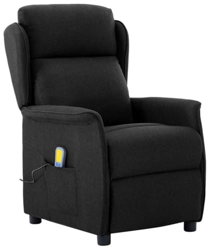 Genérico Silla de Masaje con cojín Negro 93.5 x 67.5 x 101.5 cm Tela, Sillones de Masaje eléctricos Negro,348351
