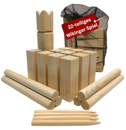 Eli® Wikinger Schach aus Holz Outdoor – Kubb Wikingerschach Kiefernholz