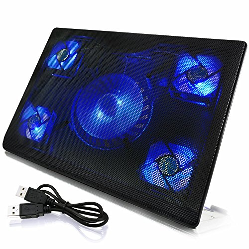 AABCOOLING NC84 - Notebook Cooler with 5 Fans and Blue Backlight, Computer Cooling Fan, Laptop Cooler, Gaming Laptop Accessories, PC Cooler