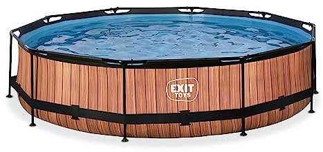 EXIT Wood pool ø360x76cm with filter pump - brown Piscina con bordi Piscina rotonda 6125 L Marrone
