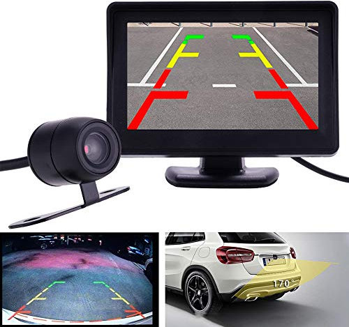 Teabelle 4.3 Kit telecamera per visione notturna posteriore con retromarcia per auto e monitor TFT LCD