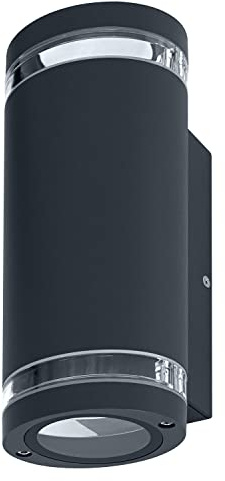 LEDVANCE LED Wandleuchte für 2x GU10 Leuchtmittel, Design Leuchte für Aussen, für 2-seitige indirekte Beleuchtung mit dursichtigen Ringen,aus Aluminium in dunkelgrau, ENDURA BEAM GAP Wall UpDown GU10