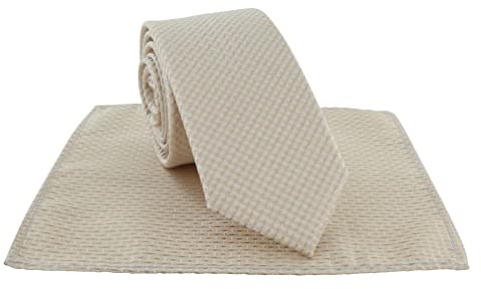 Michelsons of London Ensemble cravate semi-unie et carré de poche pour garçon, taupe, taille unique