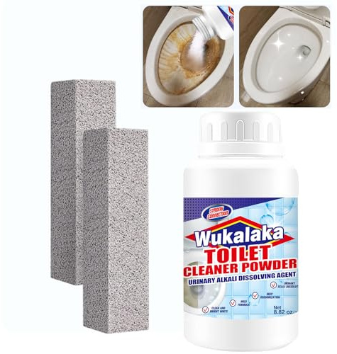 WUKALAKA Pumice Stone for Toilet Cleaning Bowl Stick, Toilet Bowl Cleaners Brush, Powerfully Cleans Hard Water Rings, Calcium Buildup and Stains, Suitable for Cleaning Toilets, Bathroom