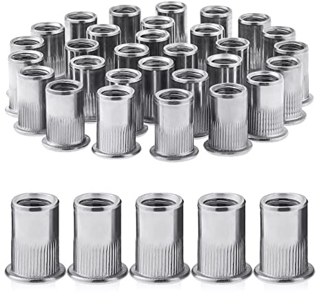 Gueenky 30 stycken M10 kopplingsmuttrar, rostfritt stål nitar gängade nitar för trämöbler (15 mm x 20 mm)