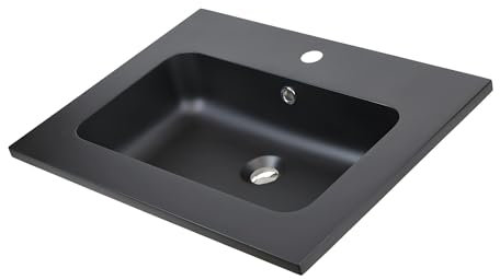 ogomondo Lavabo ad Incasso Mineral Marmo Colore Nero Opaco Mobile Lavandini per Composizione Bagno (cm 61x46)