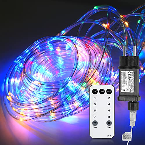 Tubiaz Manguera de luz LED de 30 m, 300 LED, luz regulable con función de memoria, para interior y exterior, decoración, fiesta, boda, balcón, jardín (colorido, IP65), 2 unidades
