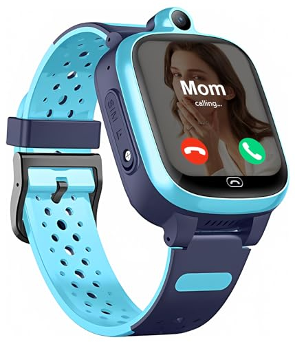 Fitonme 4G Smartwatch Kinder GPS Tracker Uhr Telefon WLAN Wasserdichter Echtzeit-Position Videoanrufnachricht Schrittzähler Geofence SOS Anti-Lost für die frühkindliche Bildung Kinder GPS Uhr