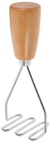 OUNONA Stainless Steel Potato Masher with Wooden Handle Potato Grinding Tool Manual Crusher Smooth Easy Clean Surface Multi-Functional for Baby Foods Beans Vegetables