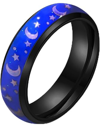 Uloveido Bague en acier inoxydable de 6 mm - Ajustement confortable - Sensible à la température - Changement de couleur - Couleur arc-en-ciel