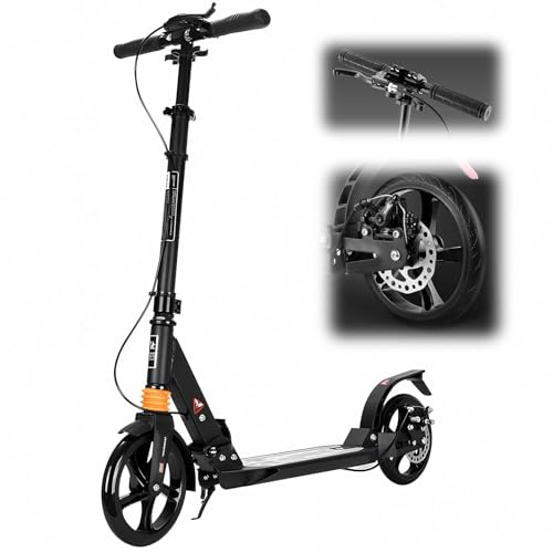 Non-electric Professional Big Wheel Scooter Adults 150 Kg Load Capacity, City Scooter With Handbrake And Shock Absorber, City Scooter For Kids Teens Adults, Height Adjustable